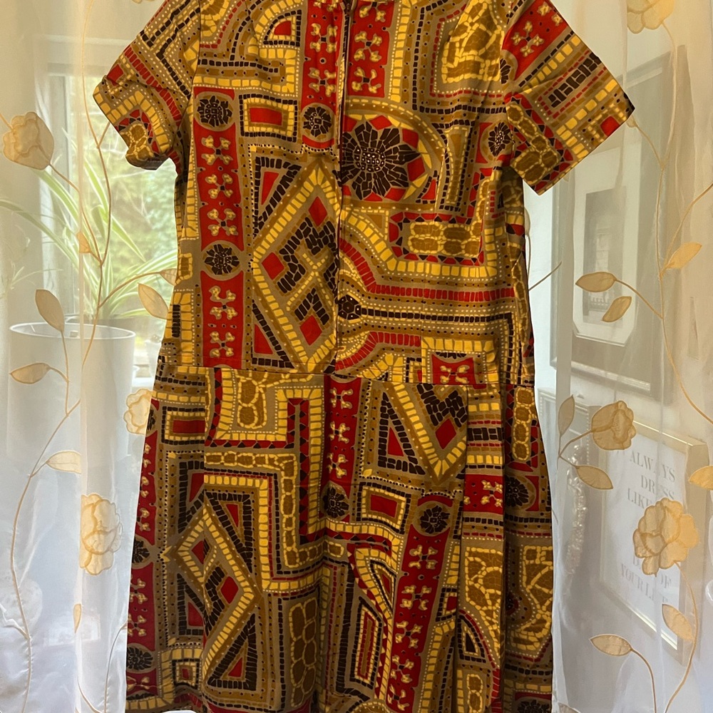 Vintage Geometric Print Dress